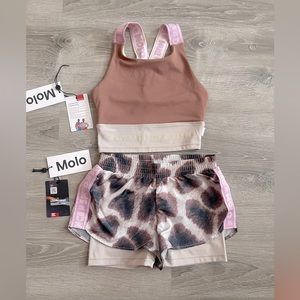 Molo short set w/racer back sports bra size 7/8